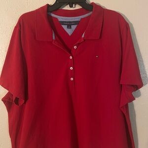 Tommy Hilfiger Plus Size  Vibrant Red Polo Top-Size 3X with Classic Logo